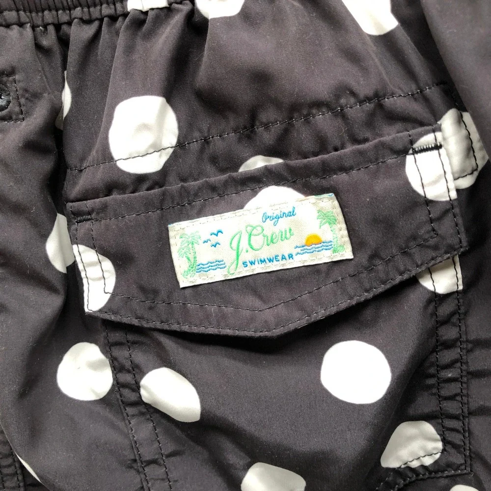 Crewcuts Boys Size 12 Swim Trunks Polka Dot‎ Black White Mesh Lined Vacation